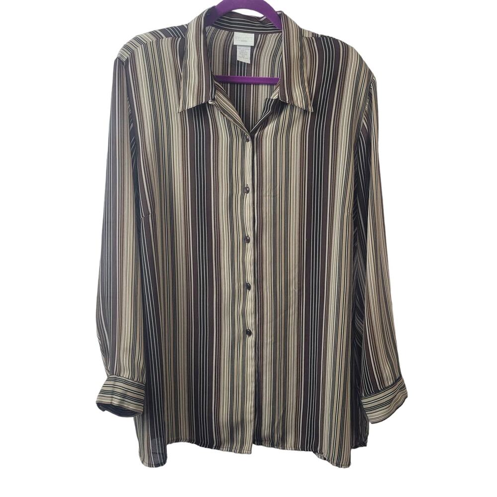 Vintage Studio C Women's  Long Sleeve Striped Blouse‎ Size 20